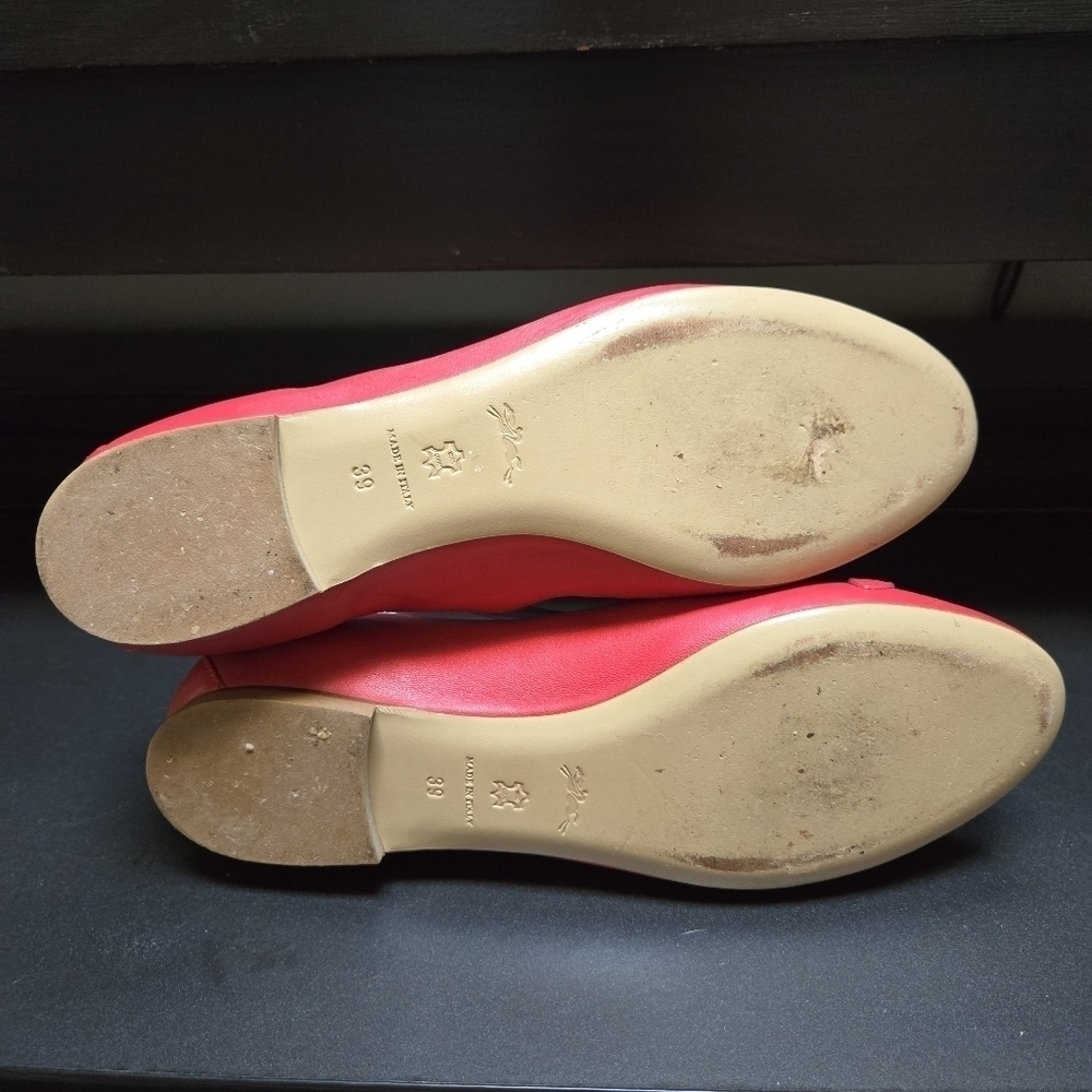 Longchamp Light Red/Coral Le Pliage Leather Ballet Flats - Picture 8 of 9